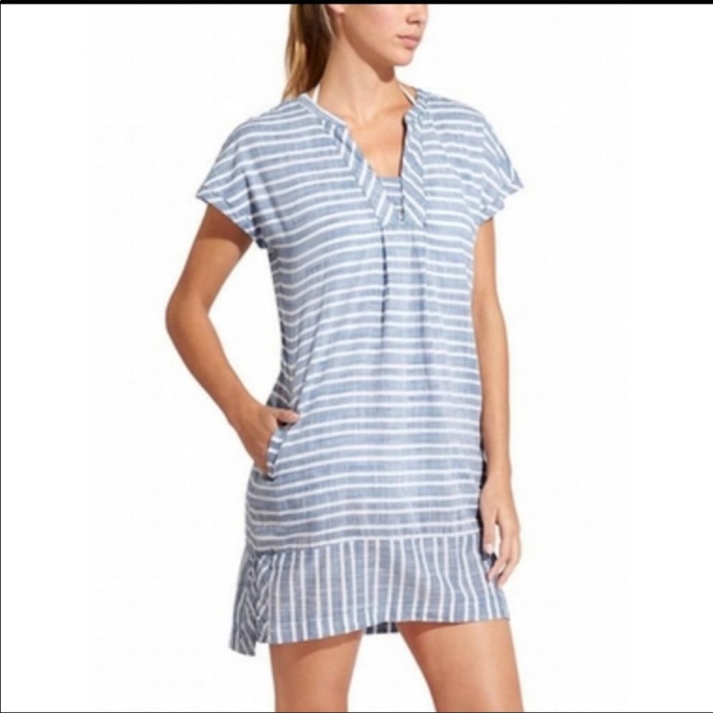 ATHLETA Stripped Barbados Dress Swim Suit Coverup